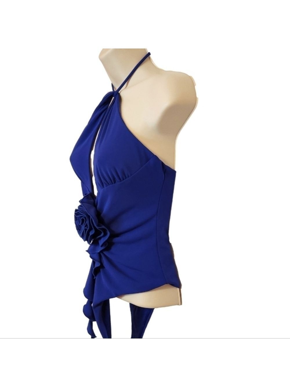 Zara Royal Blue Floral Halter Neck Bodysuit Small - Picture 4 of 11